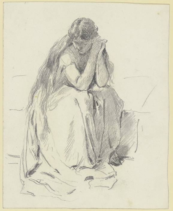 Sitzende Frau mit langem Haar (Loreley) a Otto Scholderer
