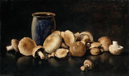 Still Life with Blue Vase and Mushrooms