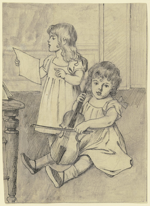 Zwei musizierende Kinder a Otto Scholderer