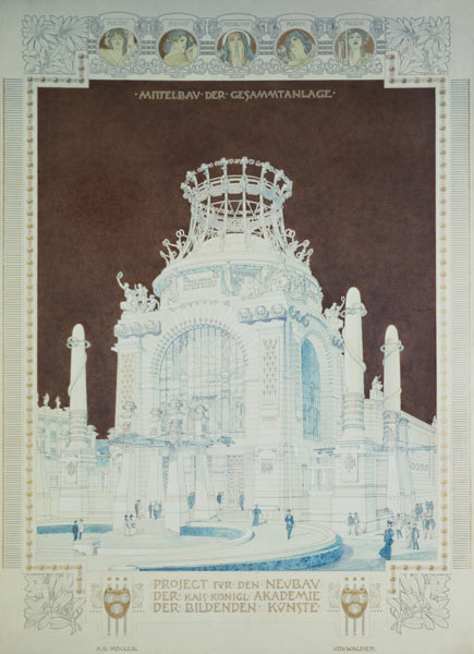 Academy of Fine Arts, Vienna, design for the Hall of Honour a Otto Wagner
