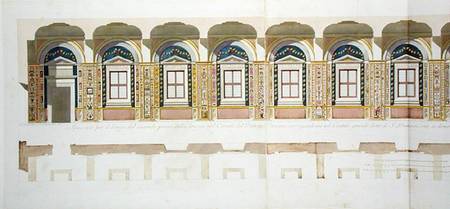 Vertical section of the second floor of the Raphael Loggia at the Vatican, from 'Delle Loggie di Raf a P. Savorelli