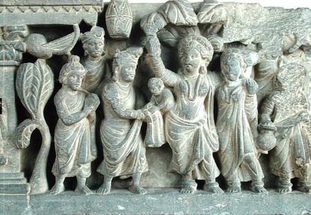 Relief depicting the birth of the Future Buddha, Greco-Buddhist style a Pakistani School