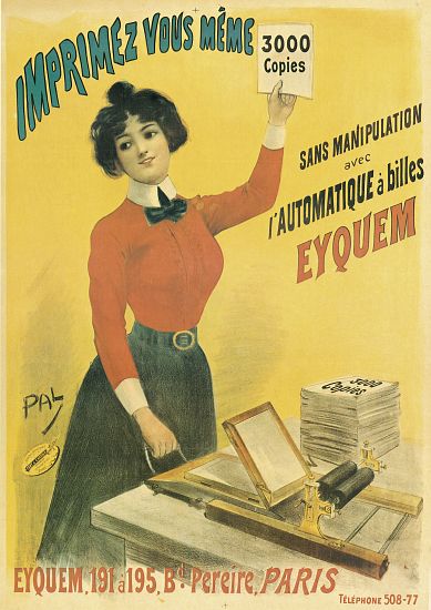 Poster advertising 'Eyquem' printers a Pal