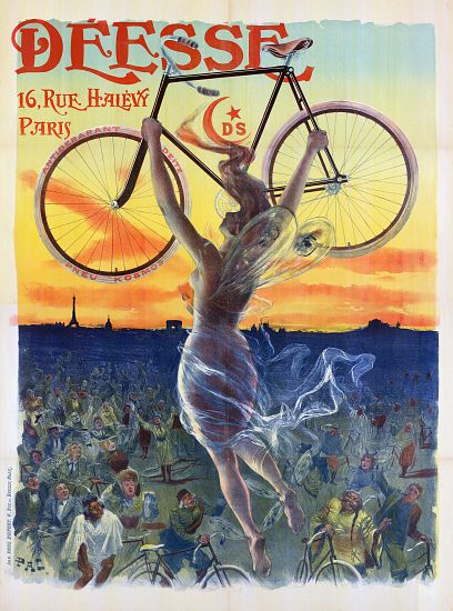 Vintage French Poster of a Goddess with a Bicycle a Pal