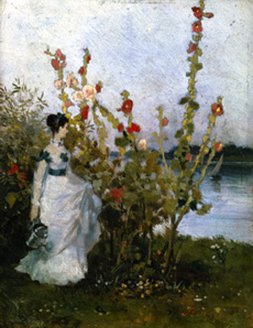 Lady at the mallow bush. a Pál Szinyei-Merse