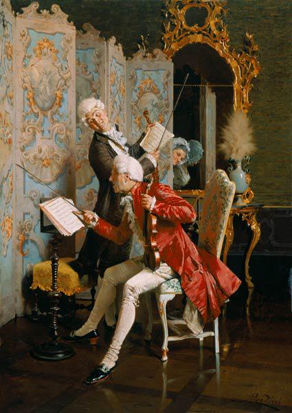 Family concert in the Rococo period.