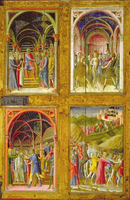 The Birth of the Virgin and Four Saints (tempera & gold leaf on panel) a Paolo  di Giovanni Fei