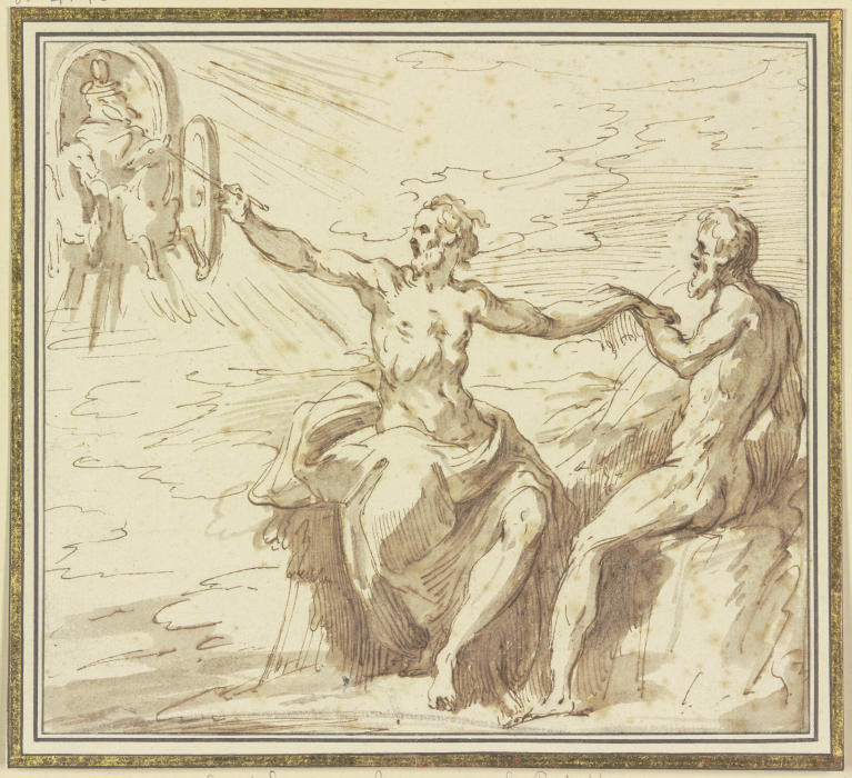 Prometheus holt das Feuer vom Sonnenwagen und belebt den Menschen a Paolo Farinati