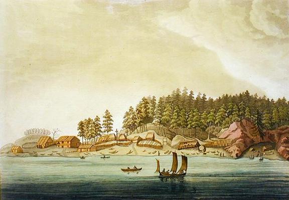 Early settlement of Vancouver (colour engraving) a Paolo Fumagalli