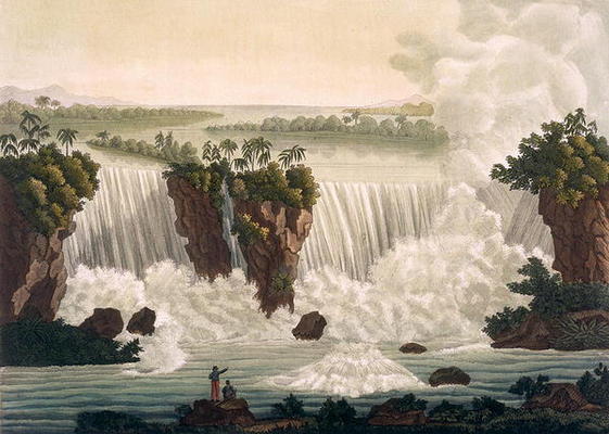 Niagara Falls, 1818, from 'Le Costume Ancien et Moderne', Volume I, plate 30, by Jules Ferrario, pub a Paolo Fumagalli