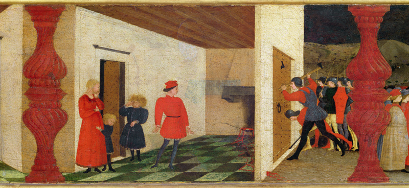 Predella of the Profanation of the Host: The Jewish Pawnbroker Roasting the Consecrated Host in the a Paolo Uccello