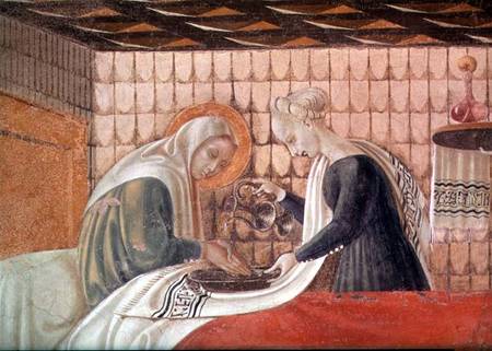 Birth of the Virgin, detail of St. Anne and an attendant a Paolo Uccello