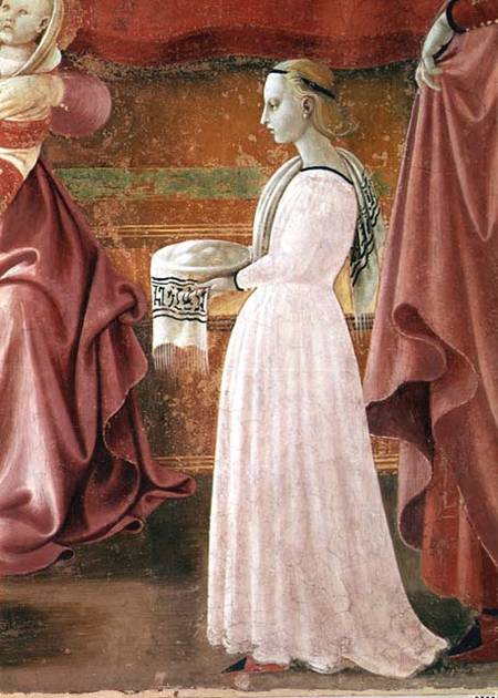 The Birth of the Virgin, detail of a standing maid servant from the fresco cycle of the Lives of the a Paolo Uccello
