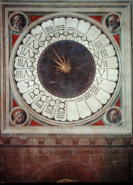 Canonical clock with the heads of four prophets a Paolo Uccello
