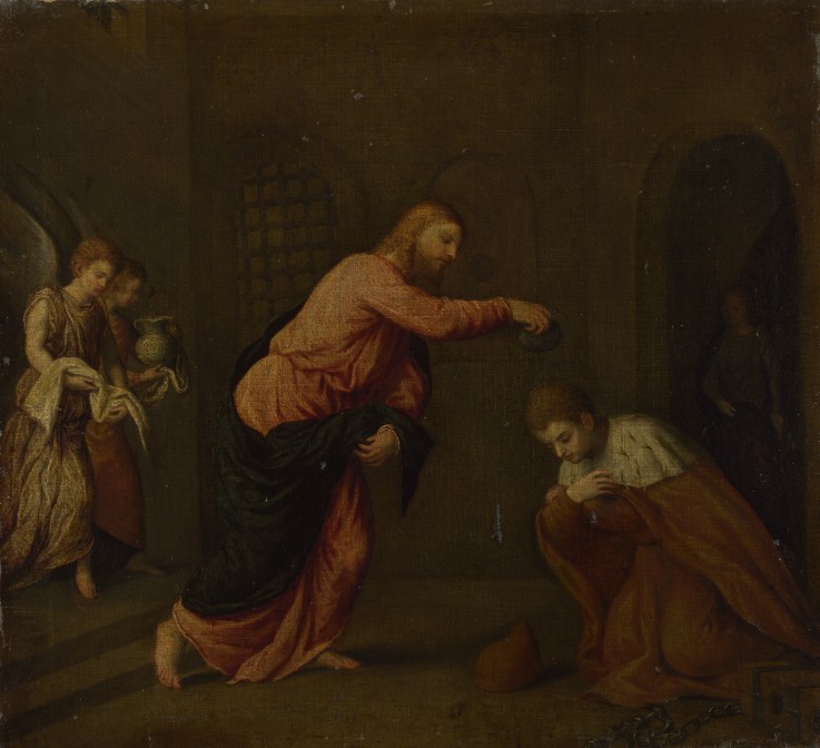 Christ baptising Saint John the Martyr of Alexandria a Paris Bordone
