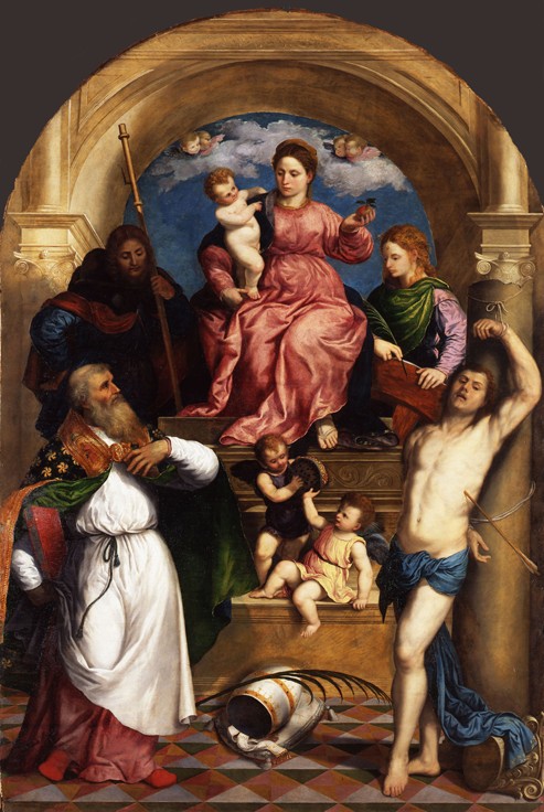 Enthroned Madonna with Child and Saints a Paris Bordone