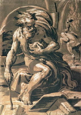 Diogenes, engraved by Ugo da Carpi (1470/80-1532) (chiaroscuro woodcut) a Parmigianino
