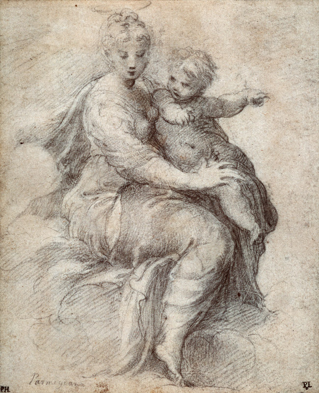 Madonna and Child on the Clouds a Parmigianino