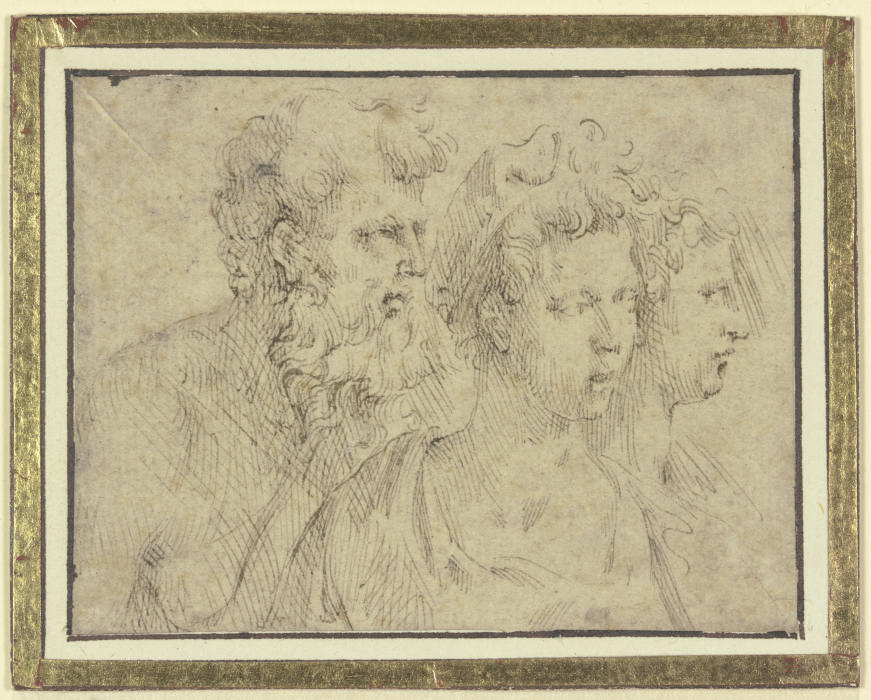 Köpfe eines bärtigen Mannes und zweier Frauen a Parmigianino
