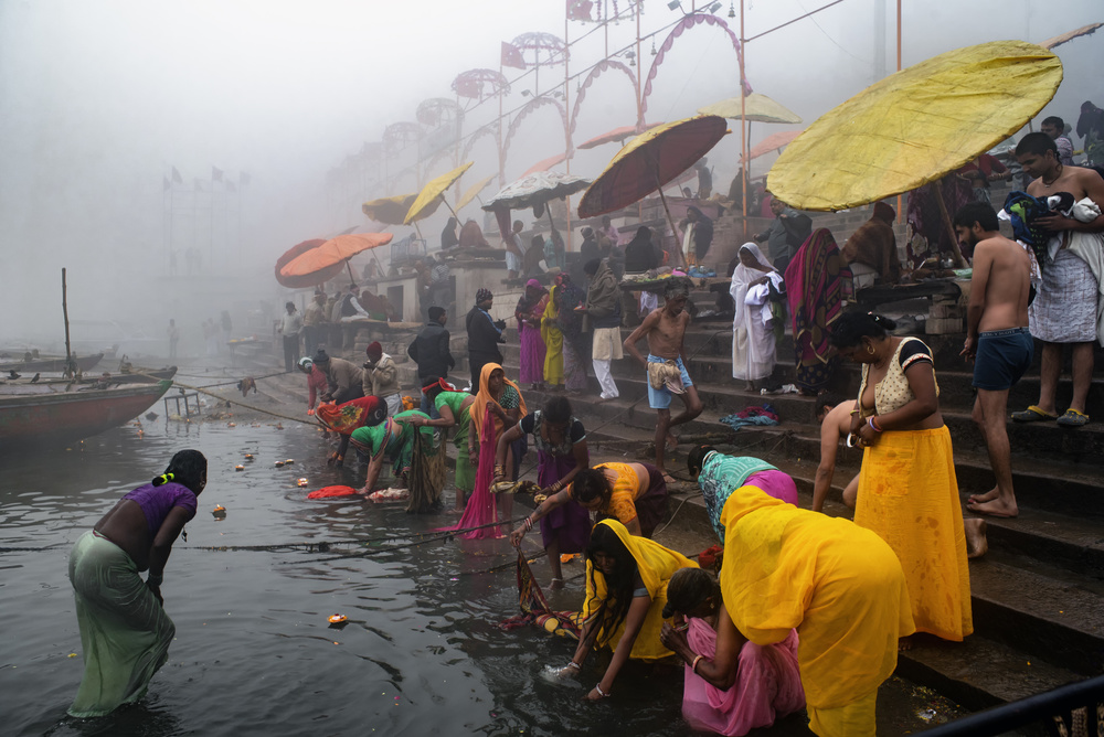 Holy Bath at Varanasi Ghat India a Partha Sarathi Dalal