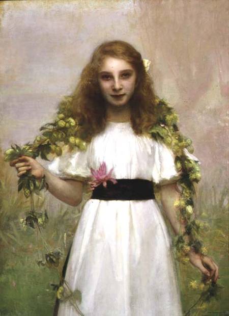 Portrait of a Young Girl with Flowers a Pascal  Dagnan-Bouveret Il Giovane