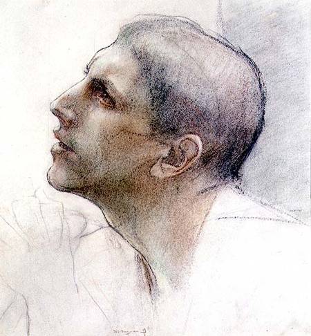 Study for Simon in 'The Supper at Emmaus' (charcoal & chalk on paper) a Pascal  Dagnan-Bouveret Il Giovane