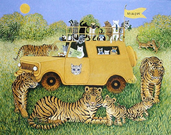 Cat Safari (oil on canvas)  a Pat  Scott