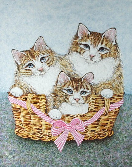 Sister Kittens (oil on canvas)  a Pat  Scott