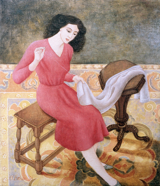 Girl Sewing, 1991  a Patricia  O'Brien