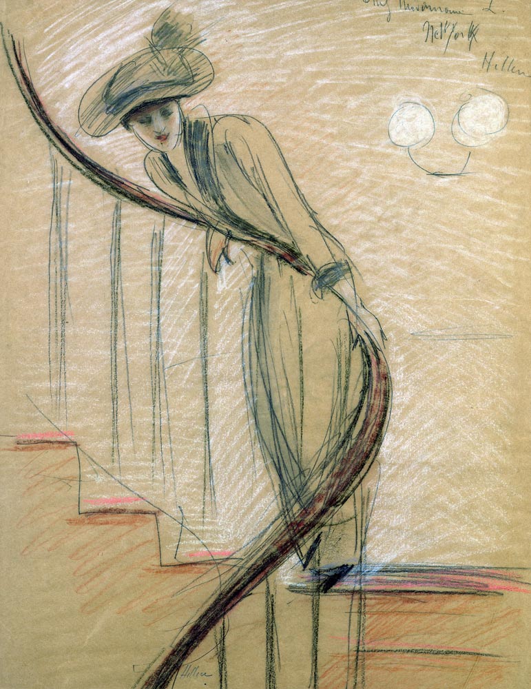 The Staircase (crayon on paper) a Paul Cesar Helleu