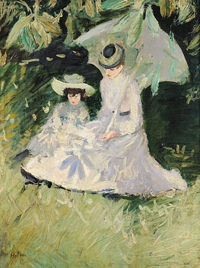 Madame Helleu and her Daughter at the Chateau of Boudran a Paul Cesar Helleu