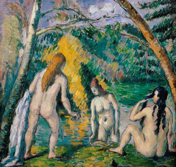 Three women taking a bath a Paul Cézanne