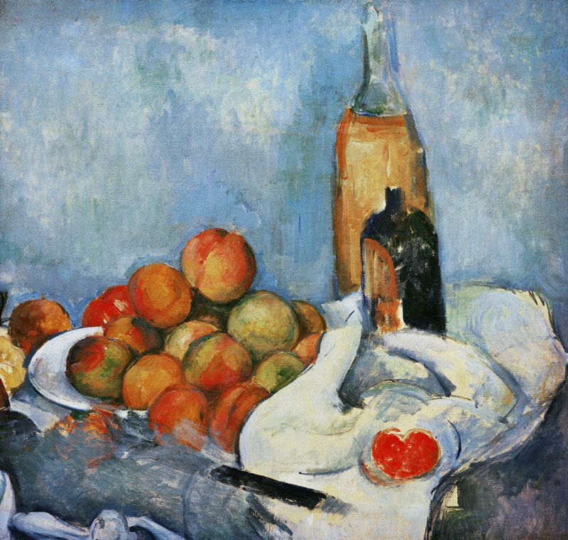 Bottles and peaches a Paul Cézanne