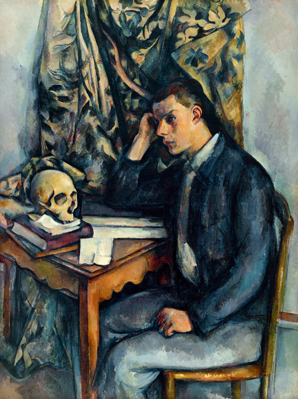 Young man with skull a Paul Cézanne
