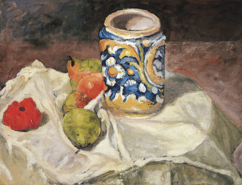 Still life with Italian earthenware jar a Paul Cézanne