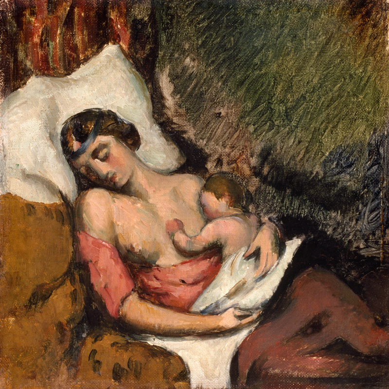 Woman breastfeeding her child a Paul Cézanne