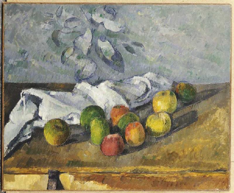 Äpfel und ein Handtuch. a Paul Cézanne
