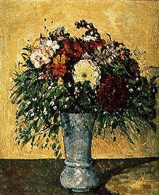 Bouquet of flowers in a blue vase a Paul Cézanne