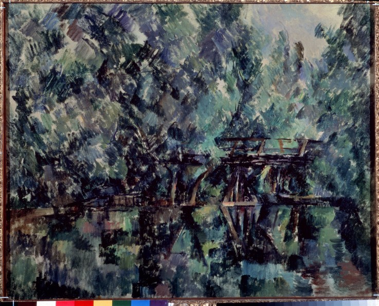 A bridge over a pond a Paul Cézanne