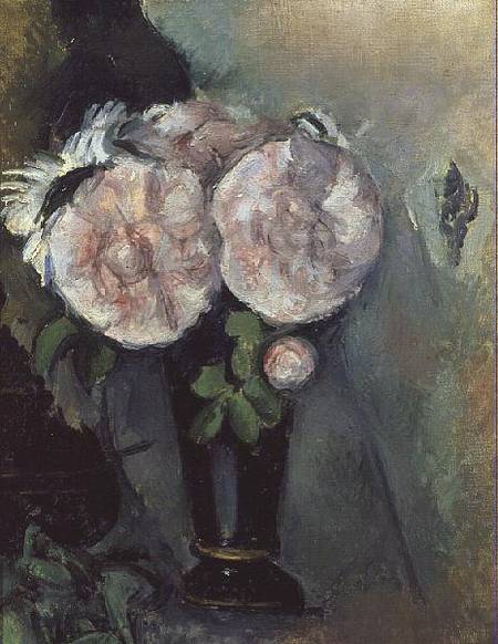 Flowers in a Blue Vase a Paul Cézanne