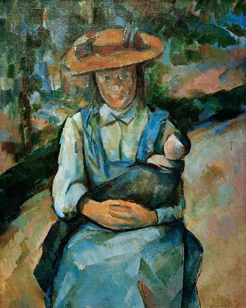 Young girl with doll a Paul Cézanne