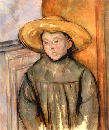 Child with straw hat a Paul Cézanne