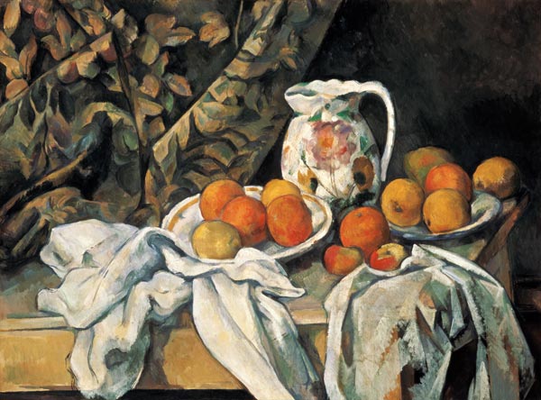 Still Life with Drapery a Paul Cézanne