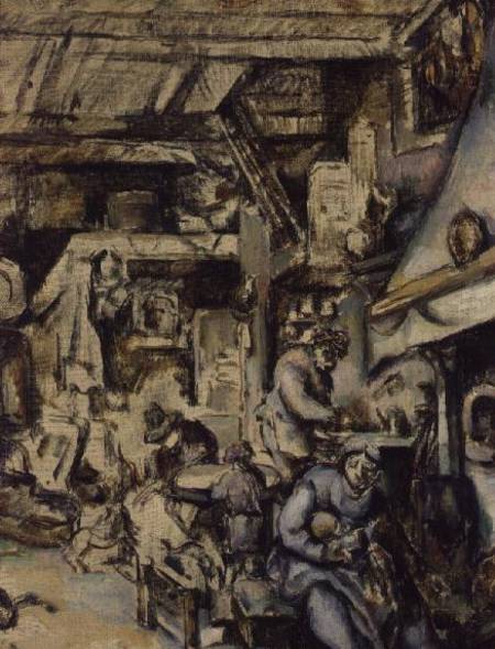 Peasant Family in an Interior a Paul Cézanne