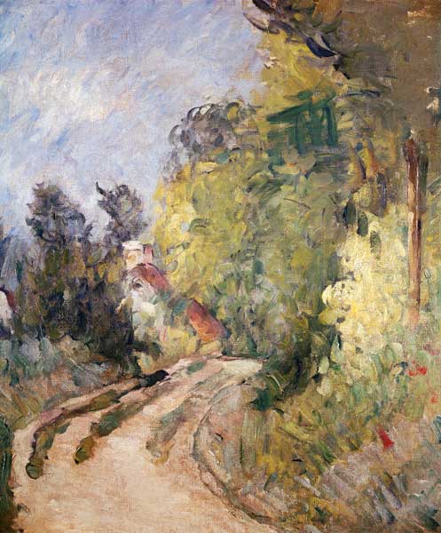Road Turning under Trees a Paul Cézanne