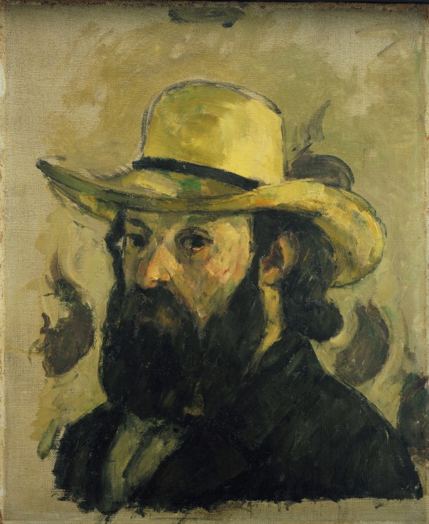 Self-Portrait in a Straw Hat a Paul Cézanne