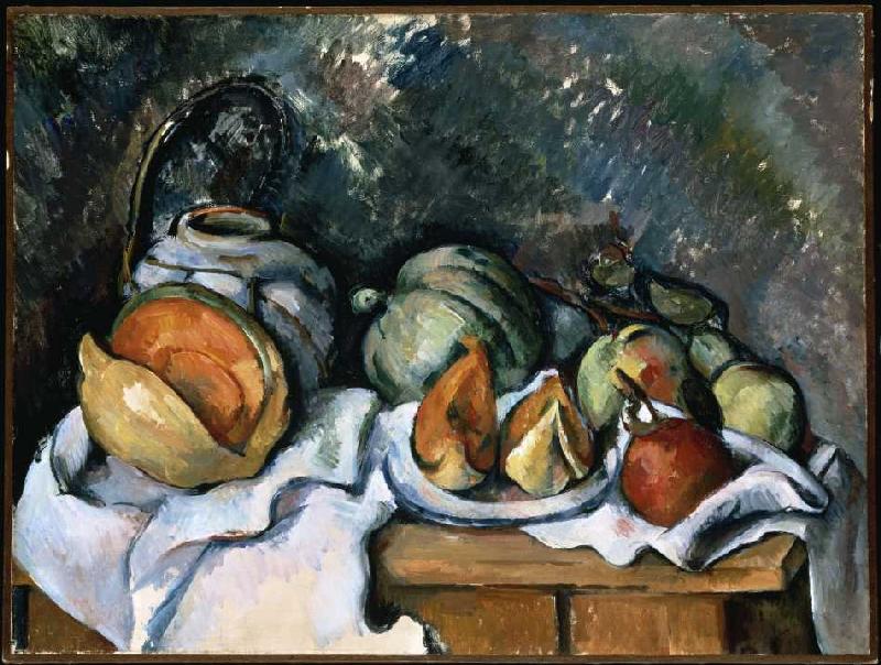 Stillleben mit Früchten und Ingwerkrug a Paul Cézanne