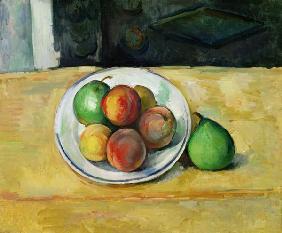Still Life with a Peach and Two Green Pears