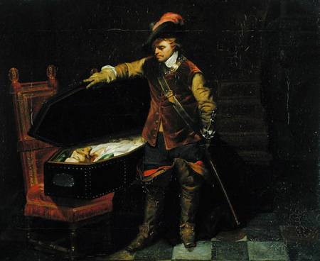 Oliver Cromwell (1599-1658) with the Coffin of Charles I (1600-49) a Paul Delaroche