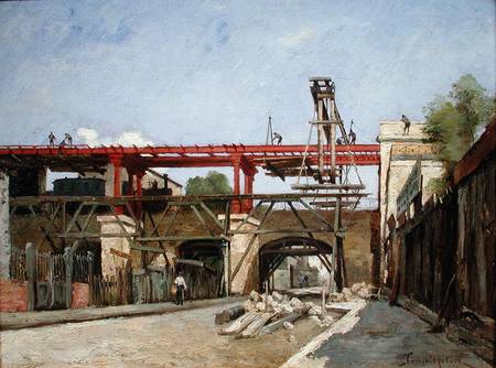 Workers Raising the Ring Road Railway Tracks on the Bridge of the Rue de la Voute, Paris a Paul Desire Trouillebert
